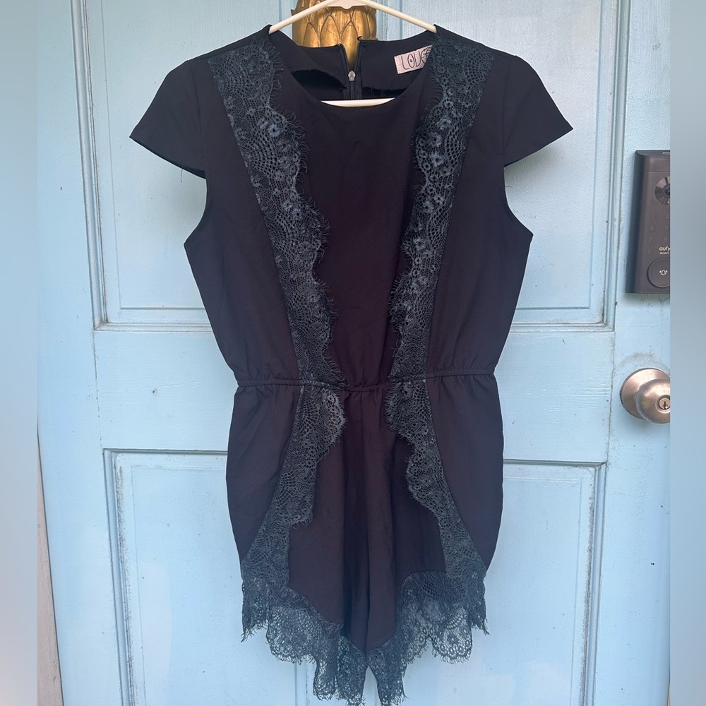 Lovecat Navy Lace Trim Romper size S